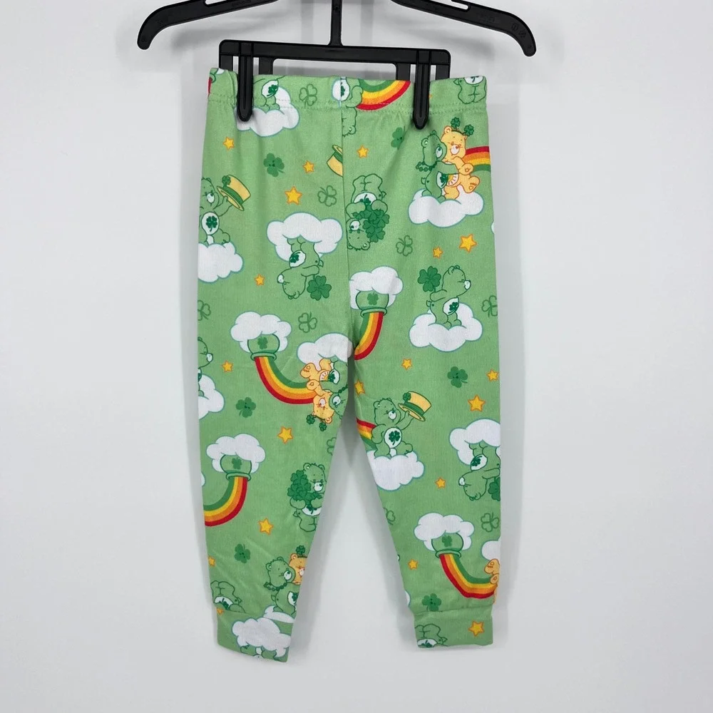 Care Bears Pajama Set Kids 2T Green Good‎ Luck Bear St Patricks Day Rainbow
